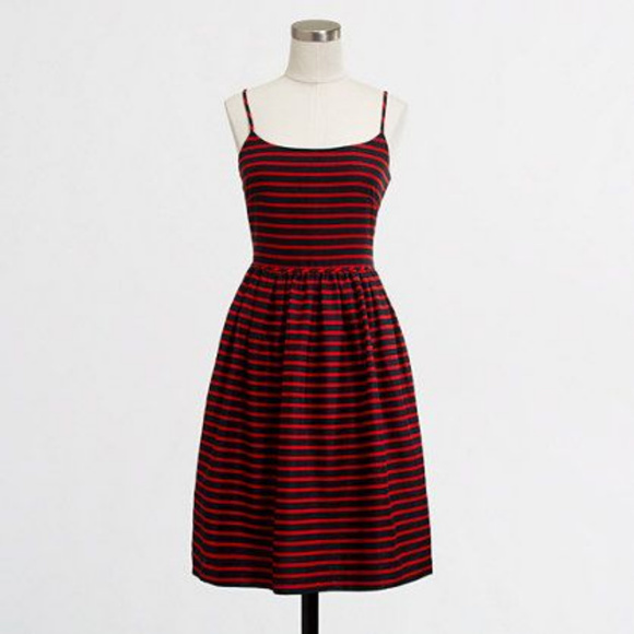 J CREW Stripe Linen Cotton Sundress 2 NWT RED/NAVY - Picture 1 of 7